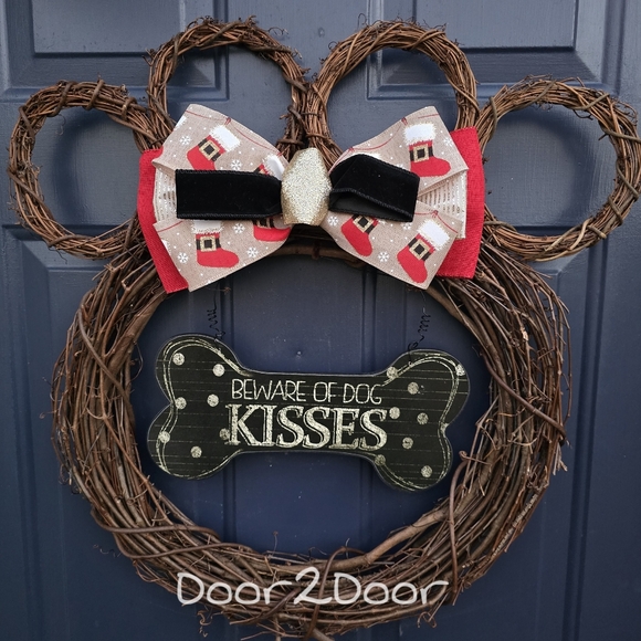 Other - Beware of Dog Kisses / Welcome Holiday Santa Paw Wreath 🐾